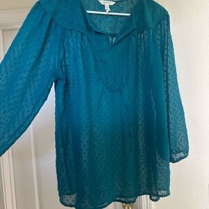 Matilda Jane Green and Blue Puff Sleeve Blouse